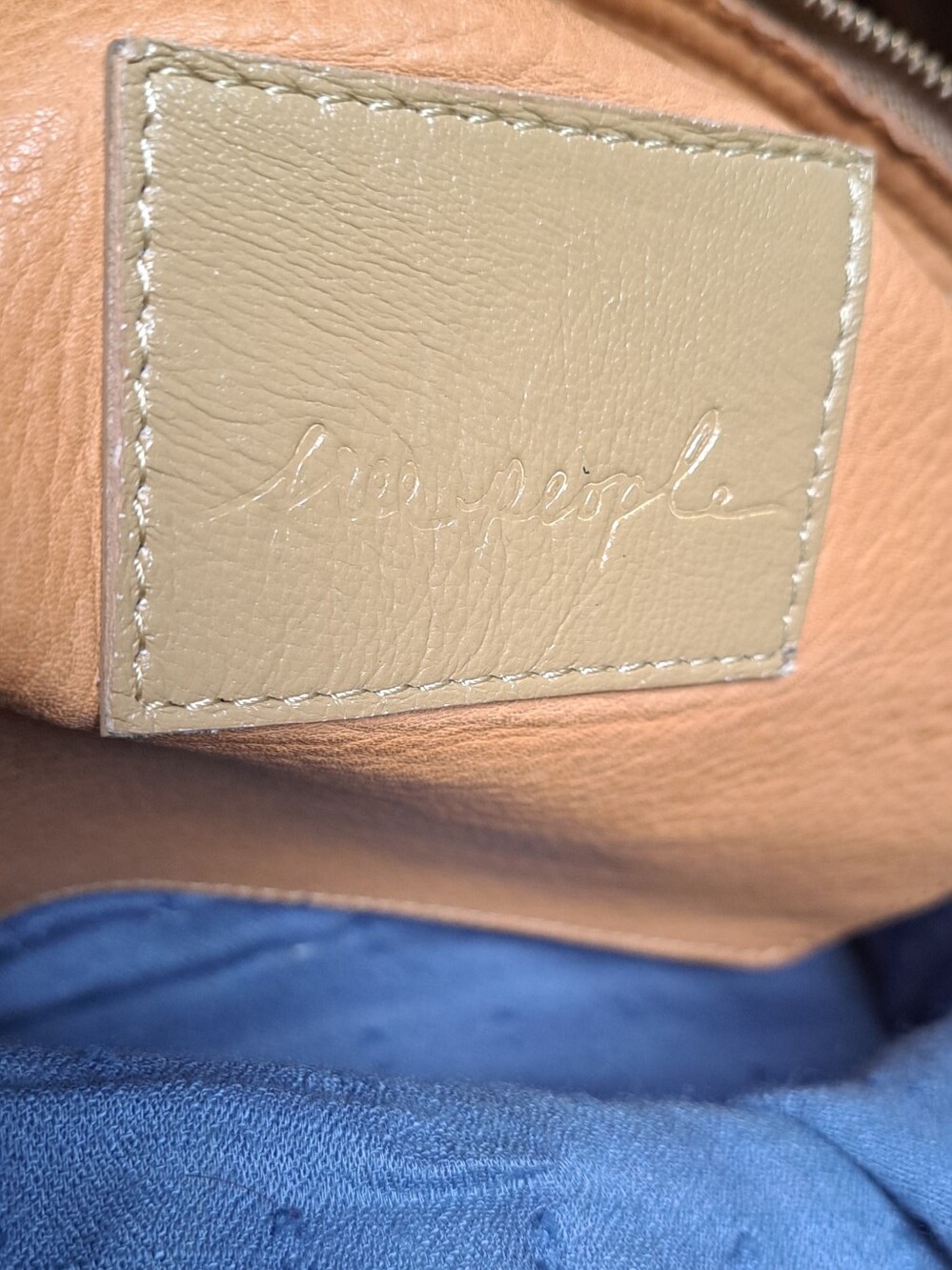 Free People We The Free Mini Willow Leather Tote Fog Wood Handle Crossbody - Picture 7 of 8